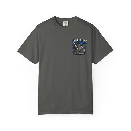 Blue Collar Customz Motorcycle T‑Shirt — Big Wheel Baggers Graphic Tee